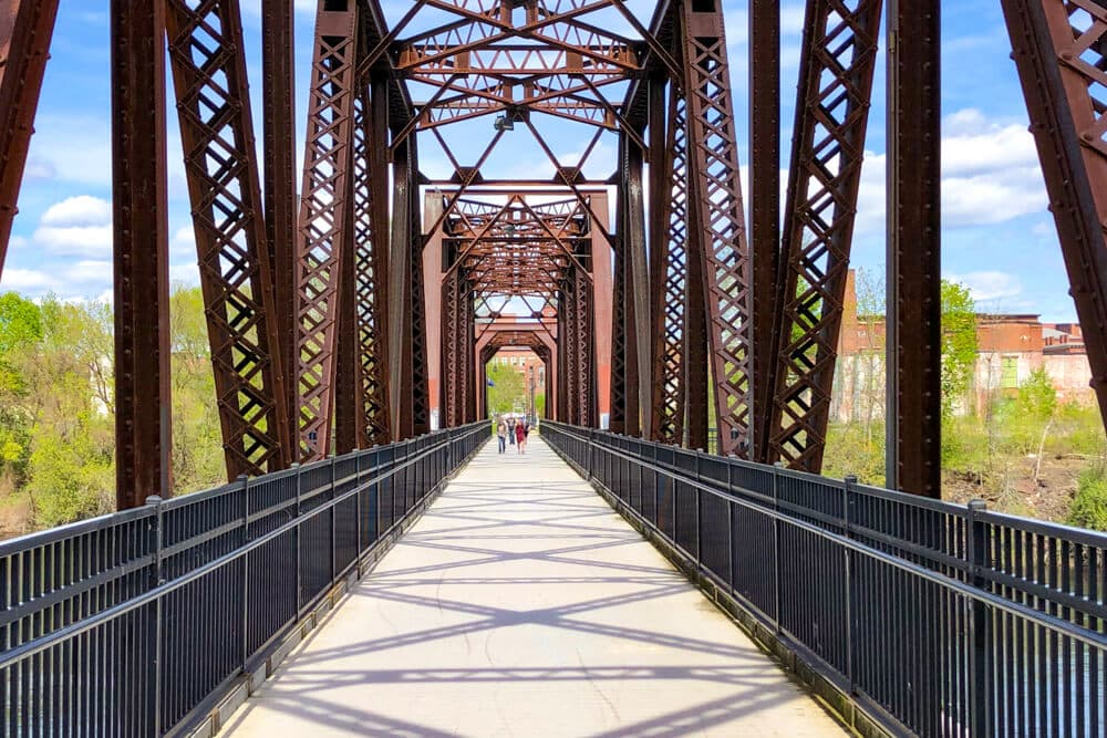 Trestle walking bridge over the Androscoggin River