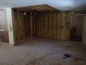 This will be the new grand spa/bath and living room area in the new Acadia suite. It was formerly a common room with an adjoining half bath.