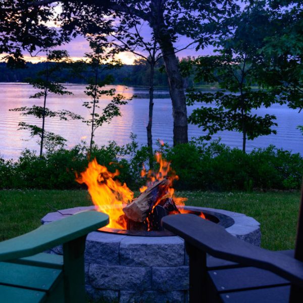 Fire Pit at sunset at Wolf Cove Inn