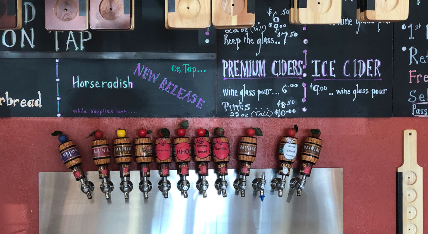 The taps array in the tasting room